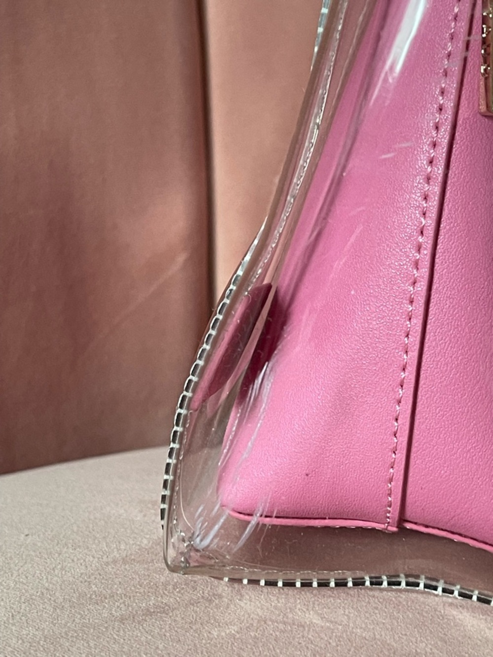 STAUD Pink Clear Square Handle Tote with Pink Pouch - Picture 3 of 5